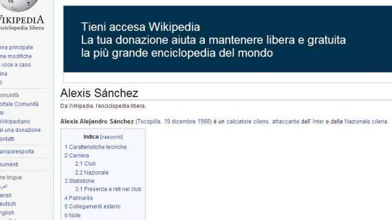 "Sanchez è dell'Inter!": uno scherzo su Wikipedia