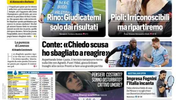 Prima pagina CdS - Conte: "Chiedo scusa". Fuori Vidal, gioca Eriksen