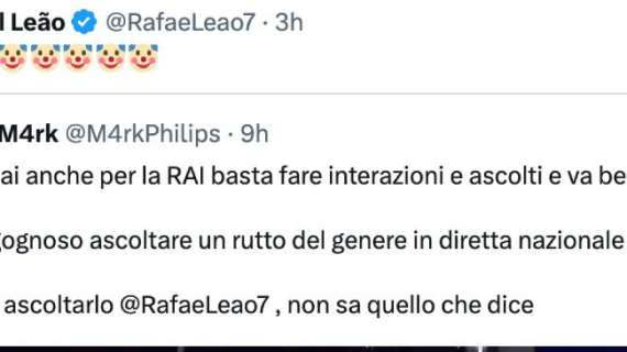 "Lautaro un campione, altro che Leao...": il milanista risponde a Cassano su X con un eloquente emoji