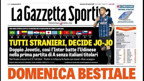 Prime pagine - I cinesi e Thohir si godono uno Jovetic spettacolare. Prima gara in A con 22 stranieri