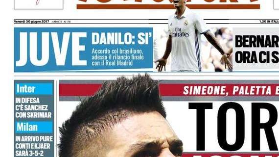 Prima pagina TS - Inter, c'è Sanchez con Skriniar