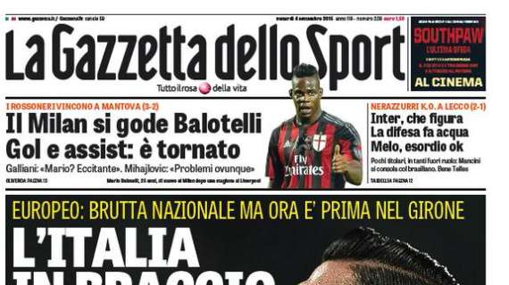 Prime pagine  - Inter, difesa da incubo. Brutta figura a Lecco, molti fuori ruolo. Ma esordio Melo e Telles  ok 