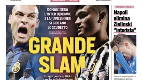 Prima CdS - Grande Slam: l’Inter Djokovic e la Juve Sinner si giocano lo scudetto