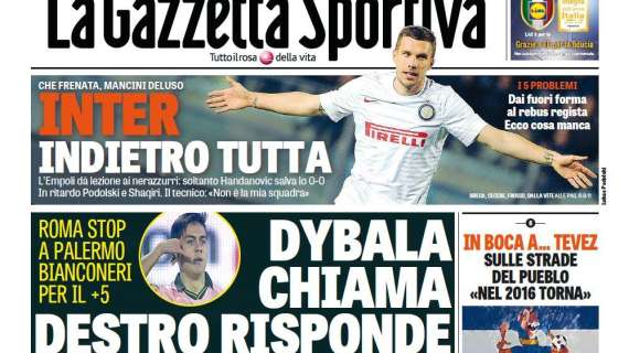 Prime pagine - Inter indietro tutta, Mancini deluso. Non basta l'esordio di Shaqiri