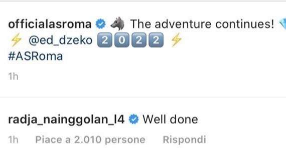Dzeko rinnova con la Roma, Nainggolan si congratula: "Ben fatto"