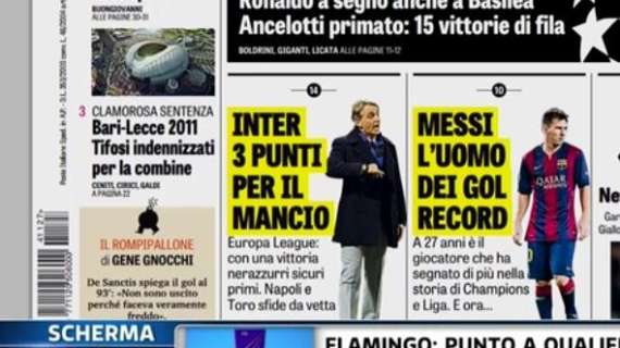 Prime pagine - Inter, 3 punti per Mancio con vista UCL