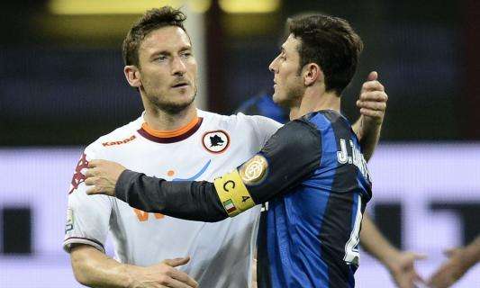 Zanetti su Totti: "Giocatore unico, per me è stato un grande onore affrontarlo per traguardi prestigiosi"