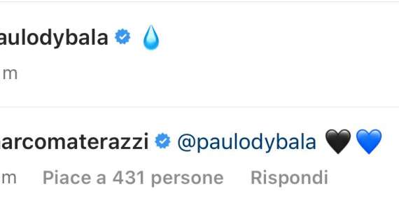 Dybala suda, Materazzi lo marca sui social: cuori nerazzurri per la Joya