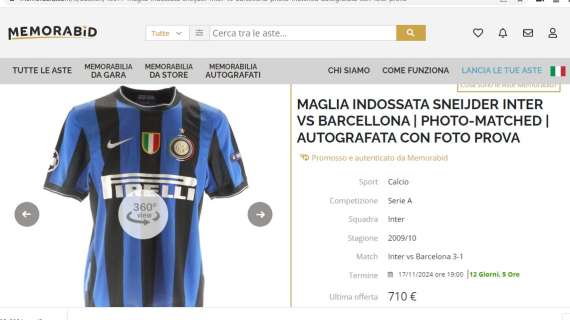 All'asta la maglia indossata da Sneijder contro il Barcellona: come partecipare