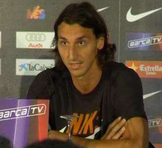 Zlatan Ibrahimovic nel giorno della presentazione a Barcellona