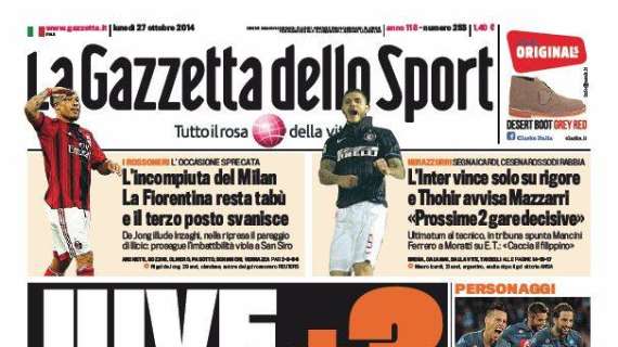 Prime pagine - L'Inter vince solo su rigore, ultimatum a  WM: "Prossime due gare decisive". E spunta Mancini