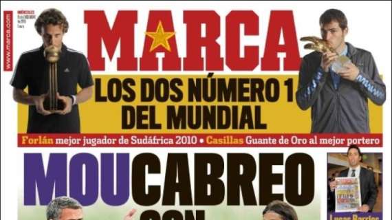 La prima pagina di Marca con lo scontro Mou-Ramos in copertina