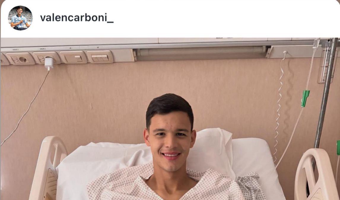 Il messaggio di Valentin Carboni dopo l'operazione: "Ora la riabilitazione". E c'è il ringraziamento all'Inter 
