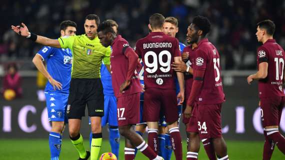 Giudice sportivo, 4 giocatori squalificati dopo Torino-Empoli e Lazio-Udinese