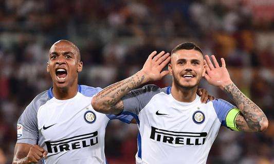 Roma tre pali, Inter tre gol: Icardi e Vecino gelano l'Olimpico, gode Spalletti