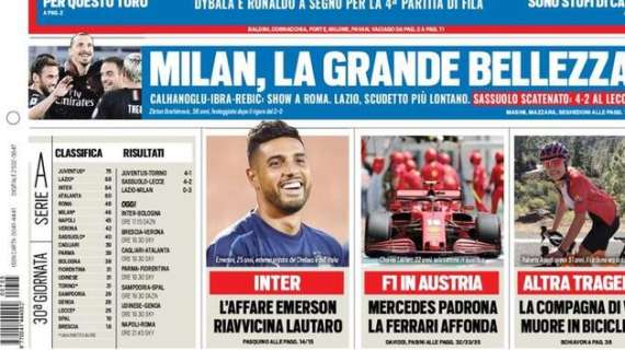 Prima pagina TS - Inter, l'affare Emerson riavvicina Lautaro