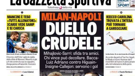 Prime pagine - Mancini furioso attacca i critici e avvisa Jovetic. Icardi si carica con la Sampdoria