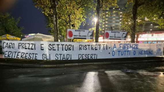 Caro prezzi e settore ospite di Firenze ristretto, la Curva Nord non ci sta: "Meritereste gli stadi deserti"