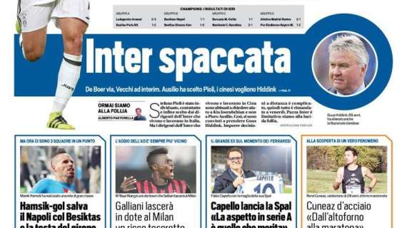 Prima TS - Inter spaccata. Via FdB, Vecchi ad interim. Ausilio ha scelto Pioli, i cinesi però vogliono Hiddink