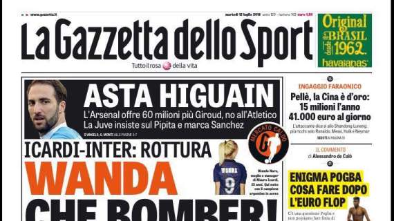 Prima pagina GdS - Icardi-Inter: rottura. Wanda si scatena: "Ingaggio più alto o si va via"