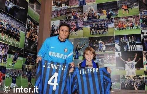 Capitan Zanetti incontra il piccolo tifoso Filippo