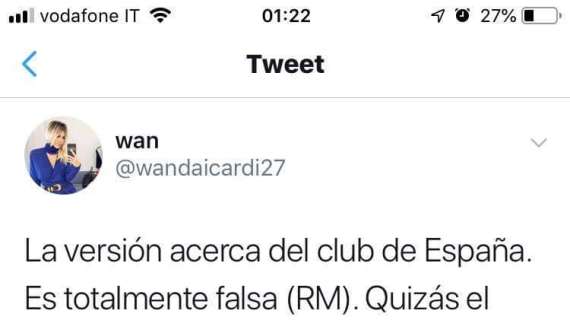 Wanda: "Falsa la notizia sul Real. Anche quando parlai di Juve mi diedero della bugiarda". Poi elimina il tweet