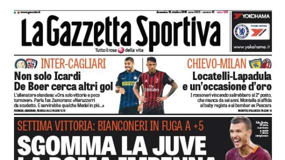 Prima pagina GdS - Non solo Icardi, De Boer cerca altri gol. Per Zamorano l'Inter è da scudetto