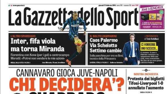 Prime pagine - All'Inter è caduto il bunker e Mancini cambia. A Firenze torna Miranda, ad Appiano c'è il mental coach