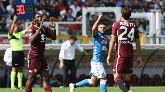 Serie A - Doppio Insigne e Verdi, il Napoli ne fa tre: Torino k.o.