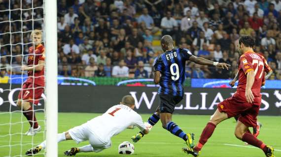 Eto&#039;o segna il 2-1 in Inter-Roma di Supercoppa Italiana