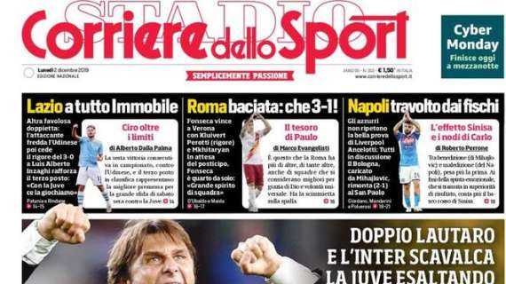 Prima pagina CdS - Il sorpazzo. Doppio Lautaro e l'Inter scavalca la Juve. A gennaio Conte aspetta Vidal