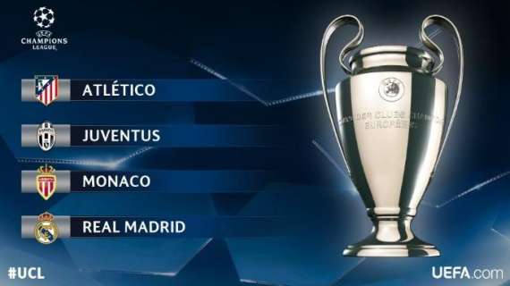Champions, sorteggio semifinali: la Juventus pesca il Monaco. Nell'altra gara c'è il derby di Madrid
