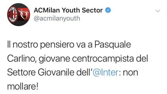 Tutti con Pasquale Carlino: tweet di vicinanza anche dal Milan