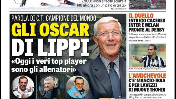 Prime pagine - Inter, Izzo il primo rinforzo. Thohir si muove per Lavezzi. Intrigo Caceres: è derby col Milan