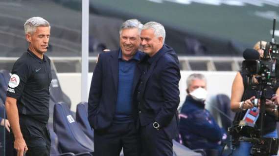 Ancelotti, carezza a Mourinho: "Per José stagione particolare, ha sempre fatto un lavoro fantastico" 