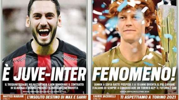 Prima pagina TS - Calhanoglu, è Juve-Inter. Paratici in vantaggio su Marotta