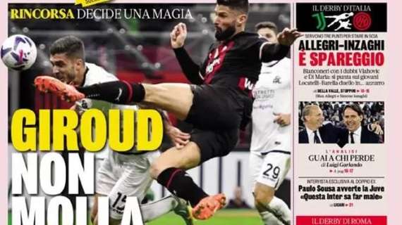 Prima pagina GdS - Allegri-Inzaghi, è spareggio. Juve-Inter, guai a chi perde