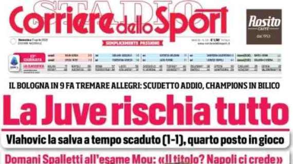 Prima CdS - La Juve rischia tutto. Domani Spalletti all’esame Mou