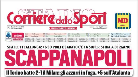 Prima CdS - Scappanapoli. Spalletti allunga: +6 su Pioli e sabato c’è la super-sfida a Bergamo