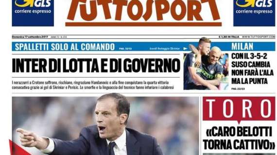 Prima pagina TS - Inter di lotta e di governo. Ma Spalletti fa infuriare i tifosi calabresi