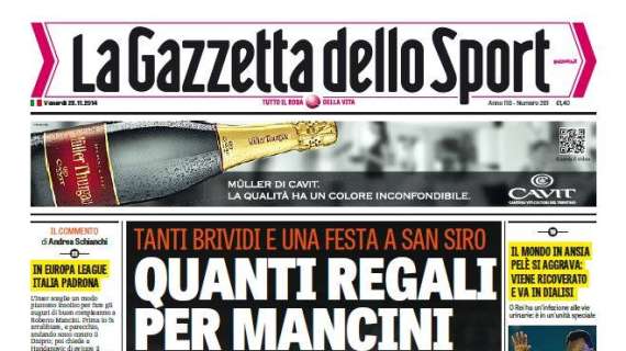 Prime pagine - Quanti regali per Mancini: 2-1 al Dnipro nel giorno del 50esimo compleanno. Super Handa