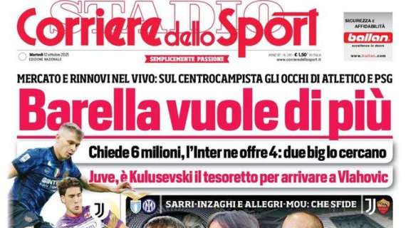 Prima CdS - Barella vuole di più: 6 mln, l'Inter ne offre 4. Su di lui Atletico e Psg