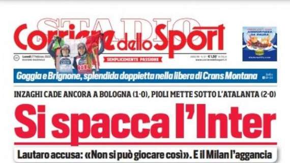 Prima Pagina CdS - Si spacca l'Inter. E il Milan la aggancia