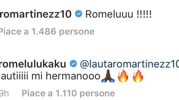 Lautaro chiama "Romeluuuu", Lukaku risponde: "Fratello mio"