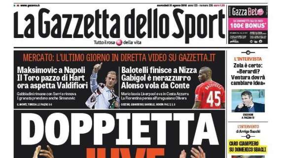 Prima pagina GdS - Lichtsteiner vuole andare all'Inter