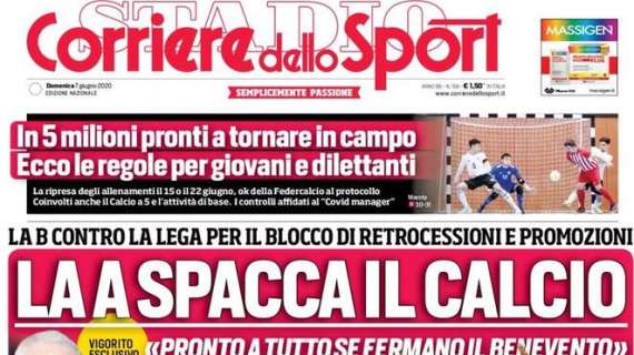 Prima pagina CdS - La A spacca il calcio. Napoli-Inter, l'accelerata di Gattuso e Conte