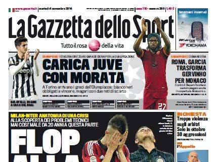 Prime pagine - Flop Inter: male Vidic e Palacio, il gioco non c'è. Se Mazzarri rialza i nerazzurri arriva Borini