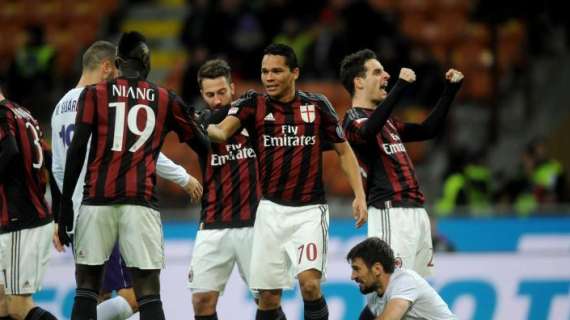 Bacca-Boateng, il Milan va: Viola ko, l'Inter resta terza