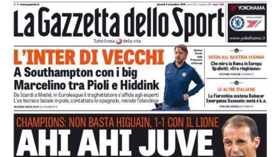 Prima pagina GdS - A Southampton con i big, da Icardi a Medel. Panchina: Marcelino tra Pioli e Hiddink