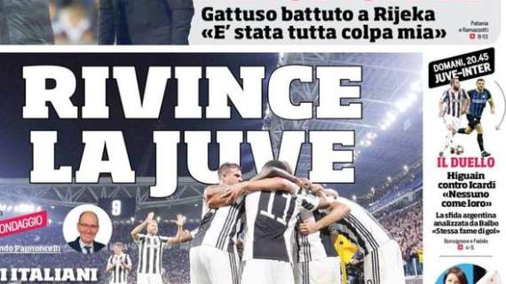 Prima CdS - Rivince la Juve: Allegri favorito per lo Scudetto. Higuain vs Icardi: "Nessuno come loro"